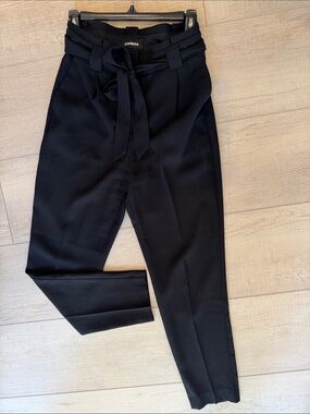 Express Black Paperbag Tie-Waist Trousers